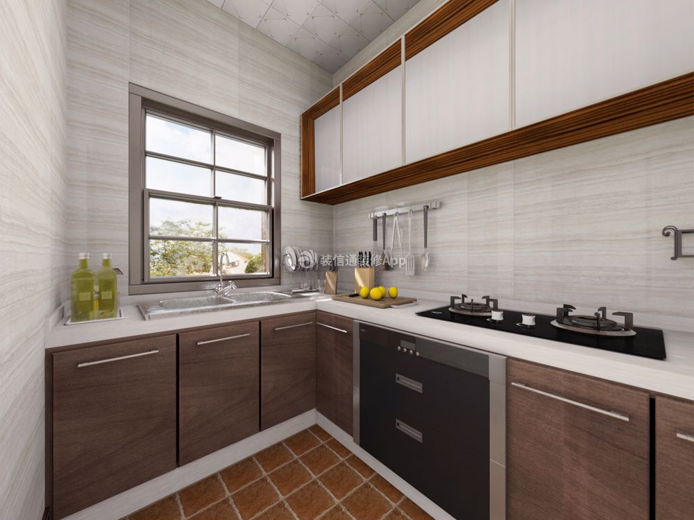 三居室美式风格厨房瓷砖装饰效果图