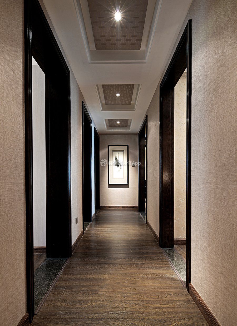 经典中式风格室内走廊吊顶装饰设计效果图
