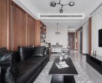 92平方米现代风格客厅黑色皮沙发装修效果图