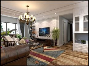116平米美式三居客厅电视装潢设计效果图