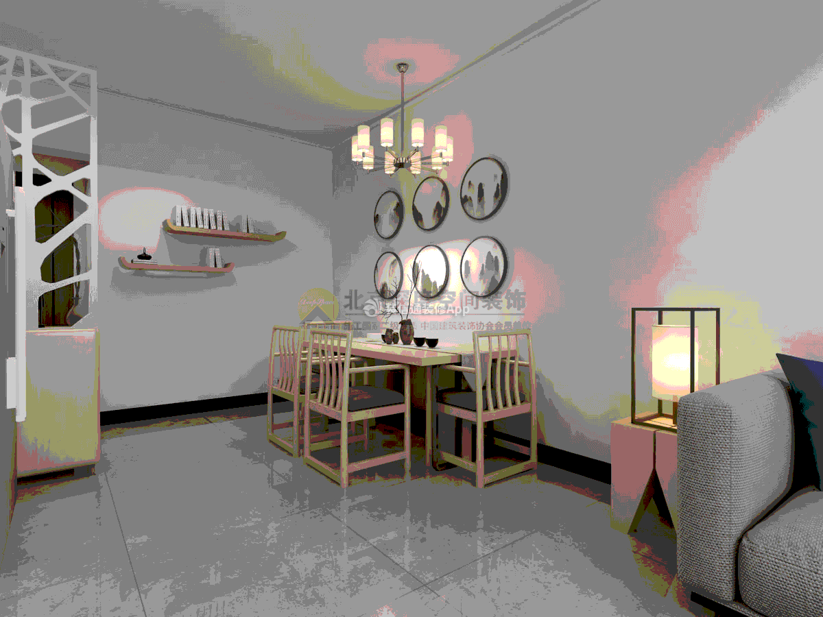 70平米日式二居餐厅灯具装修设计效果图