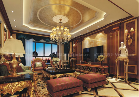 全兴紫苑古典美式三居室装修案例