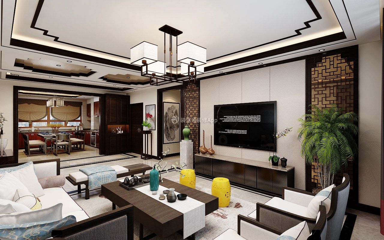 180平米二居中式客廳電視背景墻裝修設(shè)計效果圖