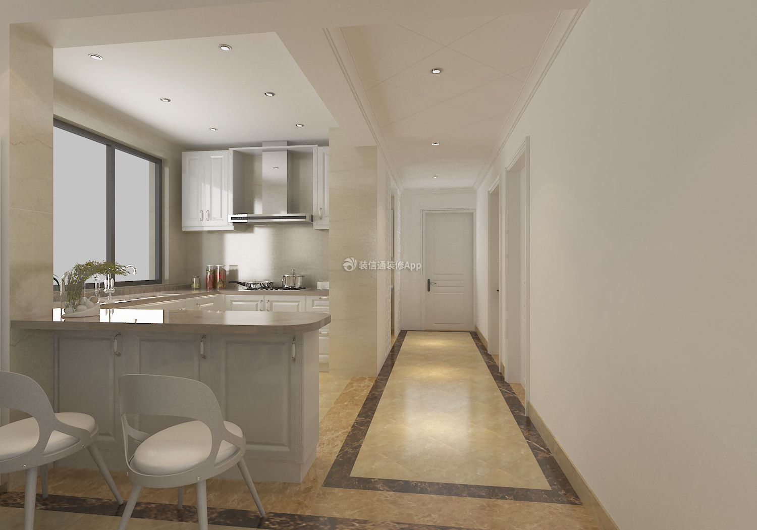 凤凰雅苑四室二厅欧式风格敞开式厨房厨房柜设计效果图
