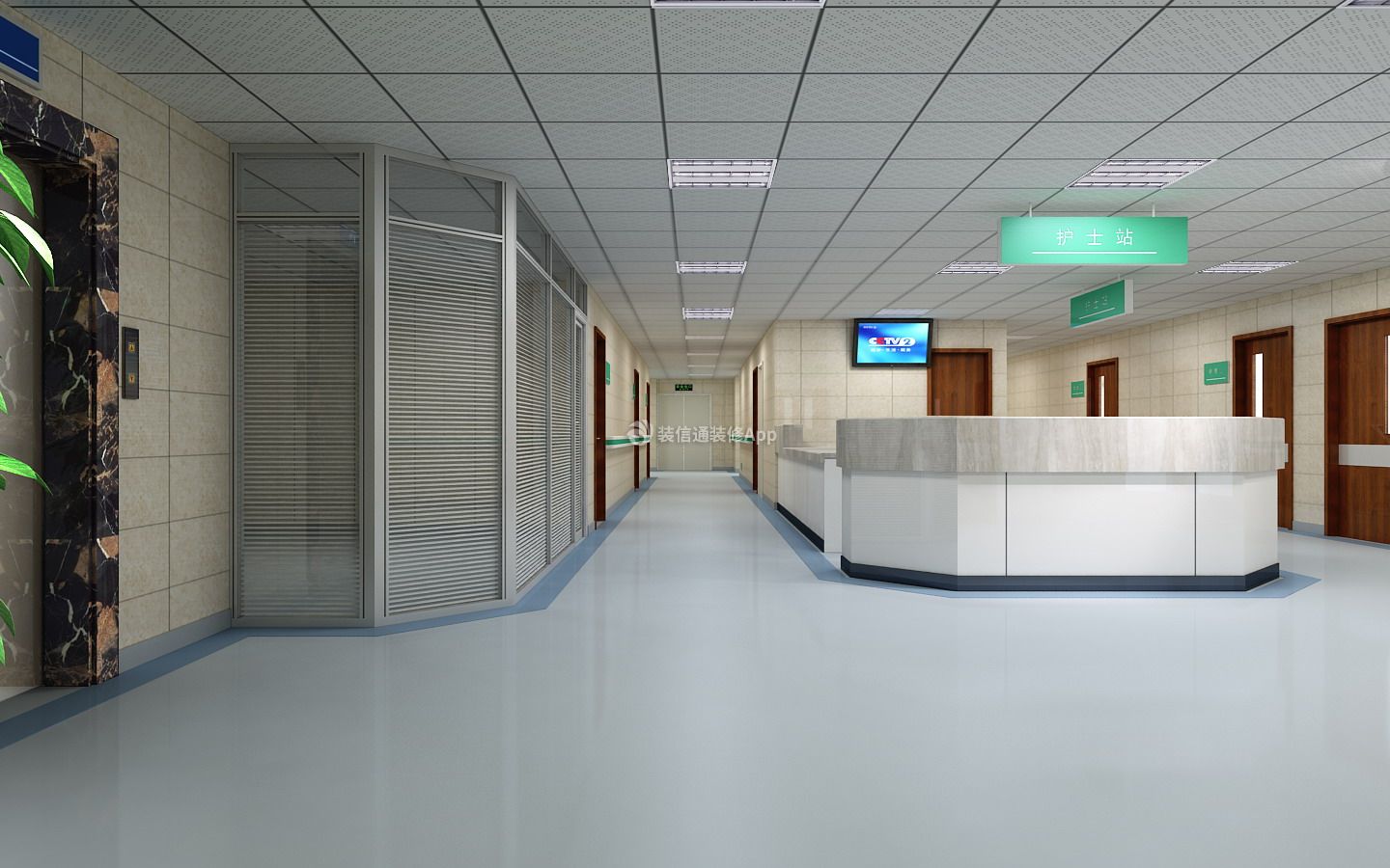 现代风格医院大厅吊顶装修设计图2023