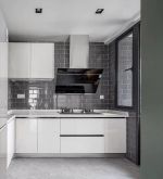 100平方米简欧风格房子厨房白色橱柜设计图