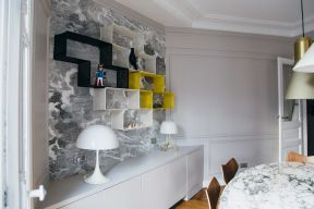151平米现代风格四居室室内餐厅背景墙设计效果图