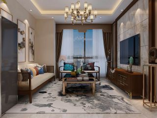 最新中式复式客厅装饰柜沙发装修设计效果图
