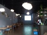 80平米咖啡店室内吧台吊灯墙面装饰设计效果图