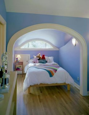 2020卧室木地板效果图大全 2020简约卧室蓝色墙壁设计图