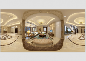 360平米欧式自建别墅客厅装修设计全景图欣赏