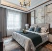 中式风格房屋卧室纯色窗帘装修案例图