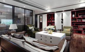2023中式风格客厅白色茶几装修案例图