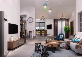 盛洋小区混搭风格125平客厅创意茶几设计效果图