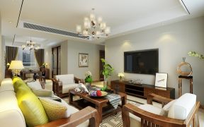 紫薇永和坊132平米中式三居客厅茶几装修设计效果图