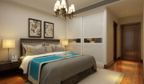 紫薇永和坊132平米中式三居卧室装修设计效果图