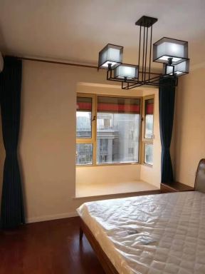 中电熊猫汇智家园128平米中式三居卧室飘窗装修设计效果图