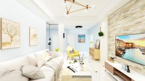 华源上海城100平北欧风格家庭客厅白色沙发图片
