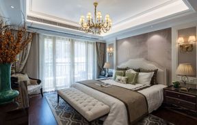 华东万悦城113平米美式三居卧室装修设计效果图欣赏