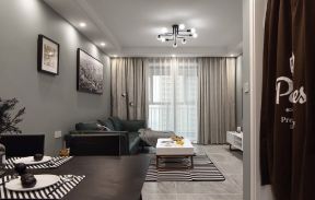 华东万悦城113平米美式三居客厅地毯装修设计效果图欣赏