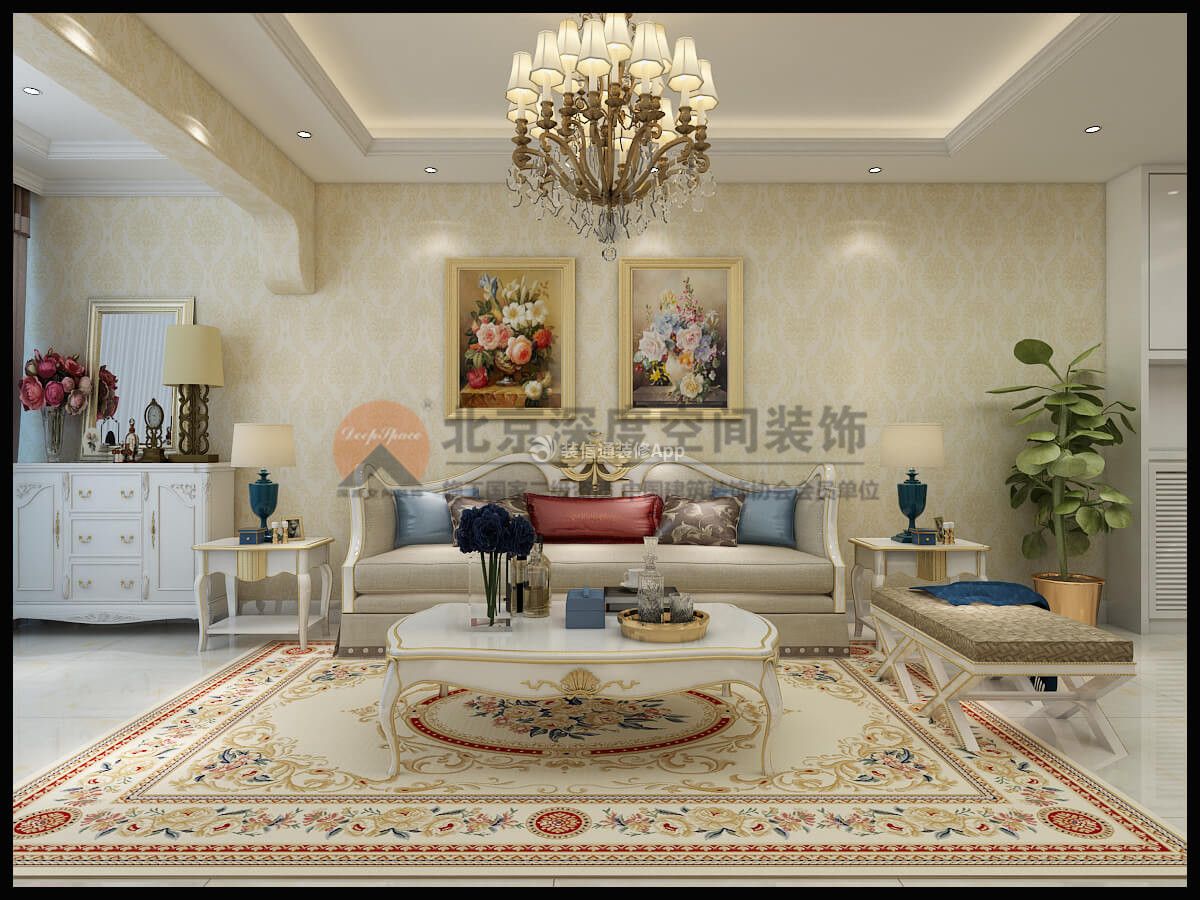 彰泰春天112平方欧式客厅地毯装饰效果图片