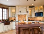 美式复古风格家庭厨房实木橱柜设计图 