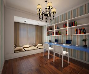 120平方混搭风格家庭书房木地板设计图