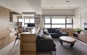 家庭客厅装修设计 2020客厅书房一体装修设计图
