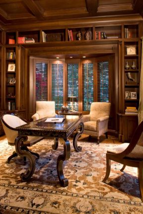 复古美式风格家庭书房地毯装饰设计