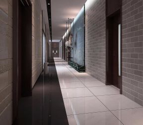 1200平办公楼中式风格走廊背景墙砖设计图