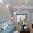 希宝广场美式风格130平客厅沙发背景墙壁纸装修图