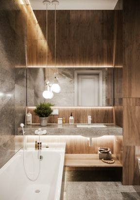 大众华府现代风格72平卫生间浴缸设计效果图