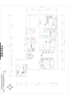 园城小区115平米三居古典装修平面图