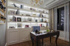 法式风格家庭书房整体书柜设计效果图