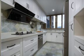 美式风格新房长方形厨房装修设计图一览
