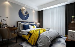 中海文昌公馆100平米中式二居卧室装修设计效果图