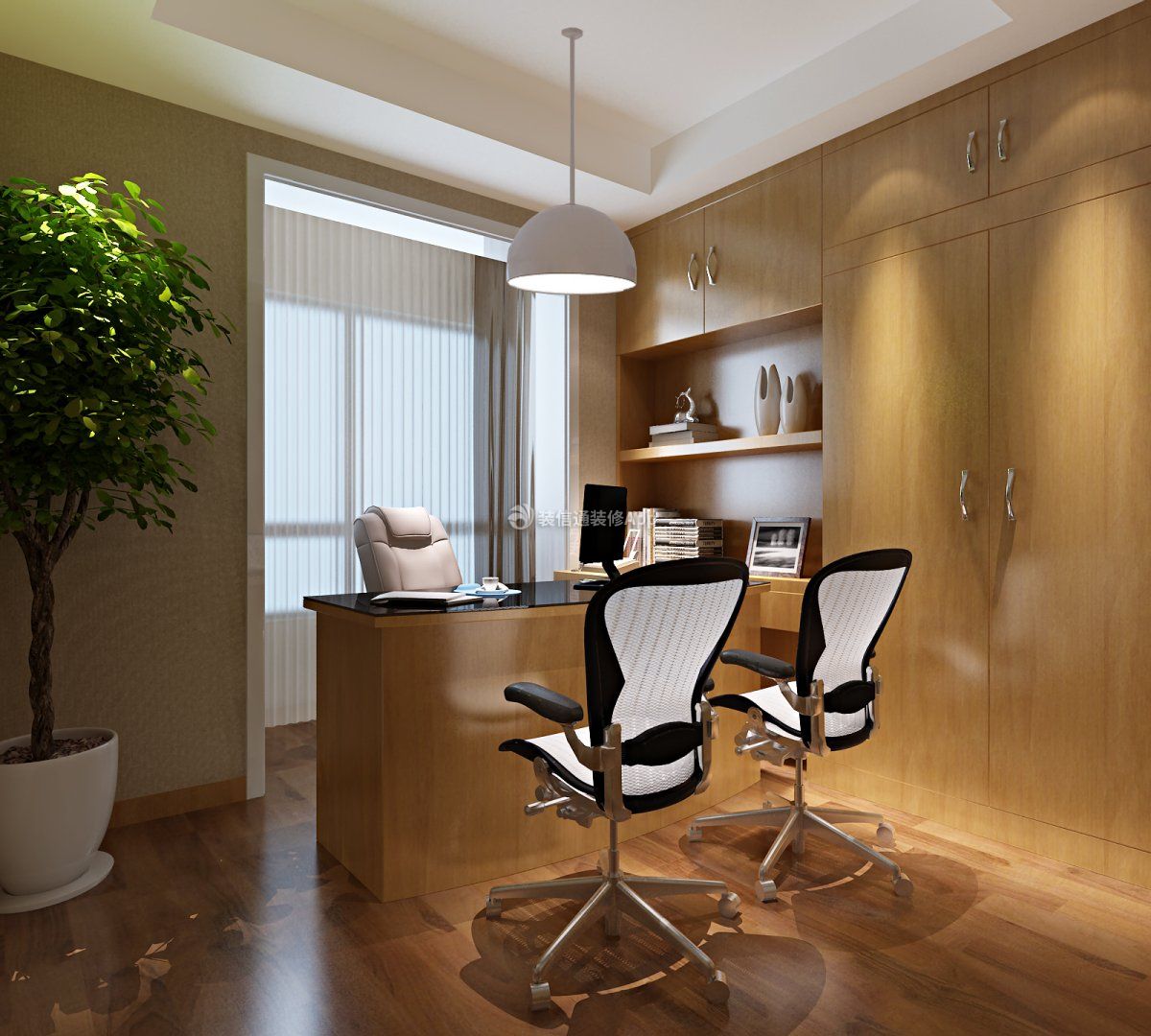 2023中式300平米办公室书桌装修设计效果图欣赏