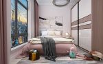 金色柏林90平米现代二居卧室背景墙装修设计效果图
