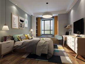 丹轩梓园现代风格三居卧室浅色木地板设计图