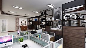 2023中式风格办公室室内隔断柜设计造型图片