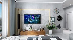 唐望府现代风格客厅电视墙造型设计效果图片