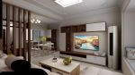100平现代风格三居室客厅木质隔断设计图