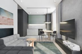 紫金公寓现代风格客厅灰色沙发装修装饰图片