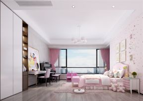 锦绣山河现代风格大平层粉色儿童房设计图赏析