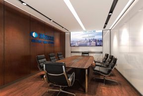 现代风格400平证券公司会议室木地板装修图