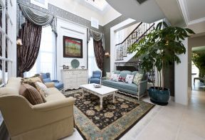 2020别墅客厅沙发装饰效果图 地中海别墅客厅装修效果图 
