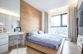 龙光玖誉湖现代风格卧室地台床创意设计装修图片