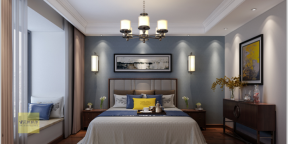 奥克斯广场新中式175平四居室卧室装修案例