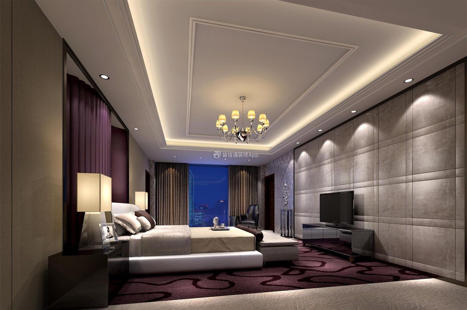 1200平现代风格别墅大户型卧室地毯效果图片