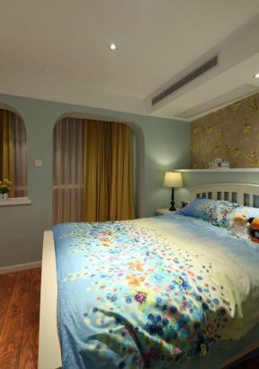 百步亭现代城98平地中海风格卧室简单装修图片